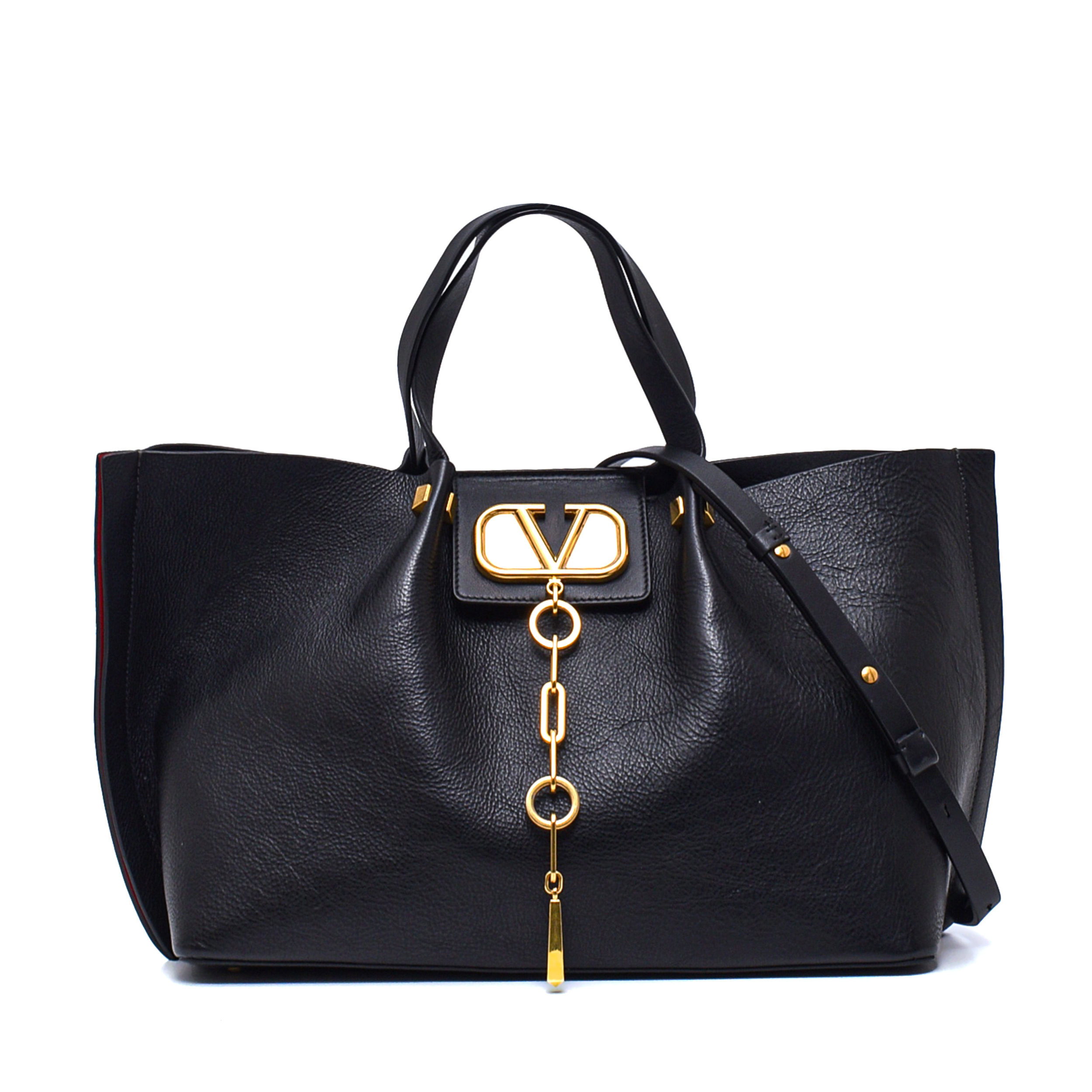 Valentino- Black Leather V Escape Bag 